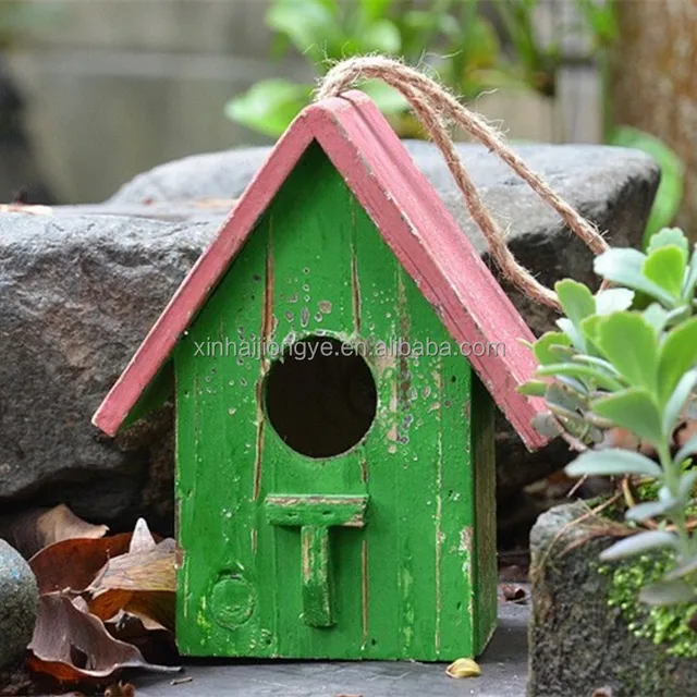 nice painting small antique wooden bird house