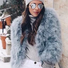 High Quality Fashion Design Stratified Turkey and Ostrich Feather Women's Fur Coat