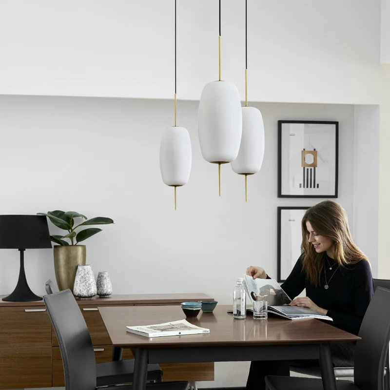 Nordic simple bedroom dining room hotel indoor bar white glass hanging chandeliers