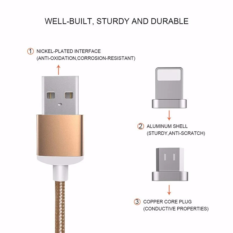 China direct factory 3 in 1 Nylon Braiding USB Magnetic charging Cable - ANKUX.COM