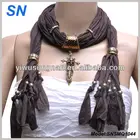 Spring fashion Bronze Skull Cross Necklace Jewelry scarf