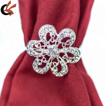 Bulk Small Flower Rhinestone Brooch Napkin Ring For Wedding Buy