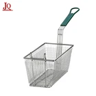 Commercial Restaurant Rectangle Wire Fry Basket Deep Fryer Basket With Plastic Handle