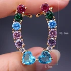 Turquoise Jewelry Pear Shape Brass Single Icy Stone Crystal Zirconia Brinco Earrings