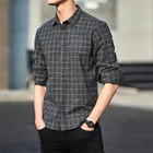 New fashion thin long-sleeve mens Korean the handsome Slim Korean youth casual retro shirt