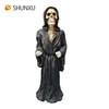 Cheap Price High Quality Resin Skeleton Death Figurine Standing Death in Black Clothes Skull Halloween Party Decor