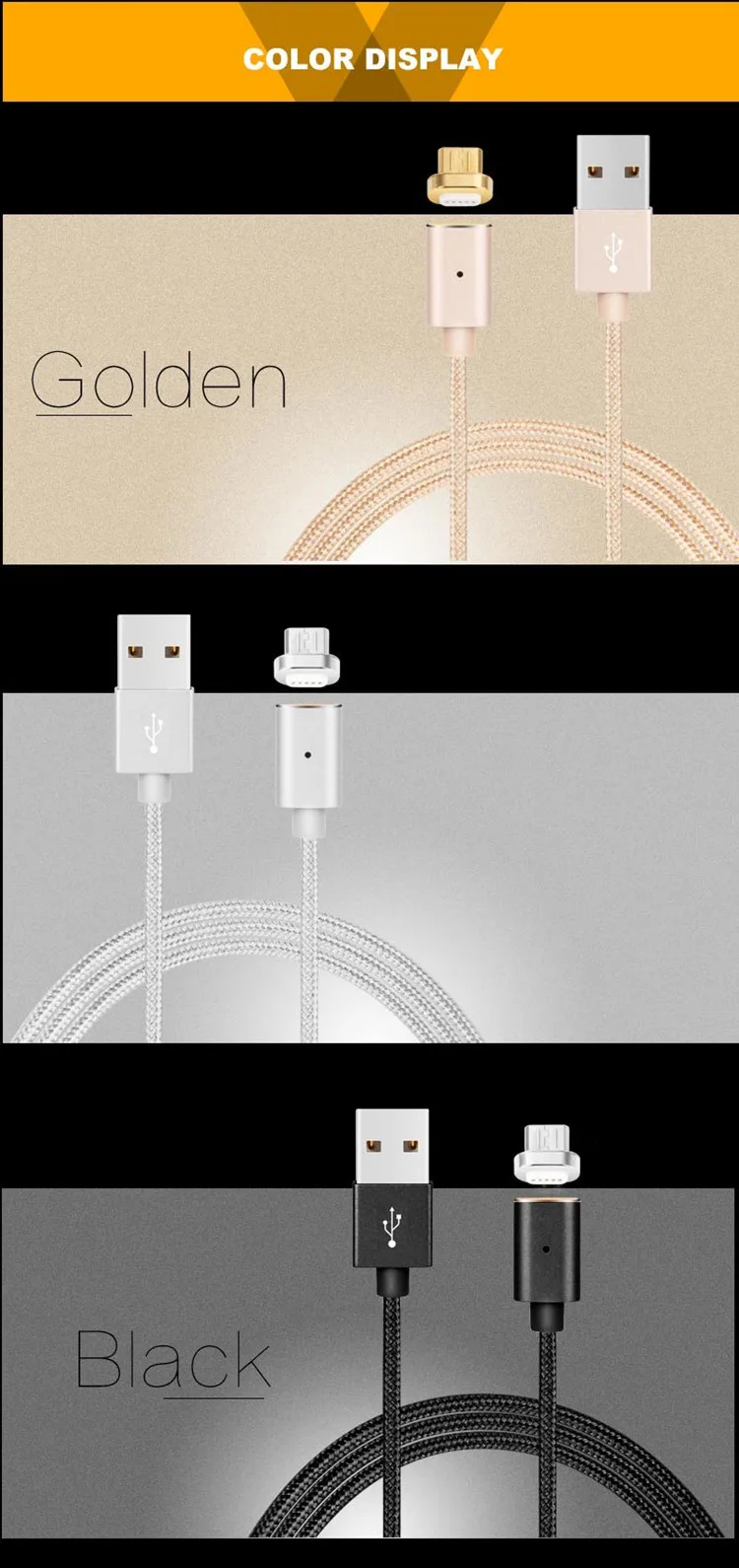 1.2M Black Nylon Braided Usb Fast Charger 3 In 1 Usb Cable FLOVEME Magnetic Charging Mobile Phone Cable - ANKUX.COM