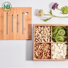 Bamboo Wood Storage Box with Dividers Creative Multi Use as Snack Organizer Pantry Fruits Basket Serving Tray Container