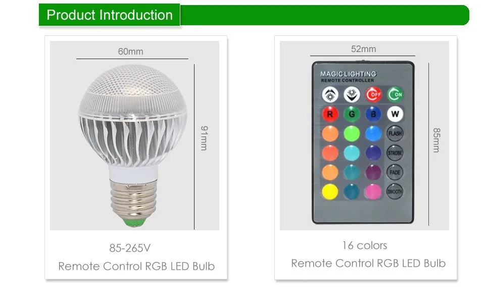 5W RGB E27 LED Lamp Light Led Spotlight Spot Light Bulb16 Color Change Dimmable Lampada led 110v 220v + 24 Key Remote Controller