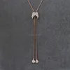 925 Sterling silver micro pave cz wing cz charm long silver rose gold necklace