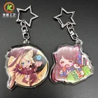Custom clear acrylic sparkle double sided printing epoxy resin keychain charm