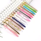 Diamond Custom Promotion Big Top Pen Rose Gold Crystal Ballpoint Ball Logo with Rhinestone for Wedding Gift