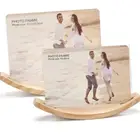 Photo Frame Shape Acrylic Photo Picture Frame With Wooden Moon Shape Base
