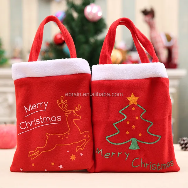 fabrics handbag christmas tree reindeer candy bag tote bags