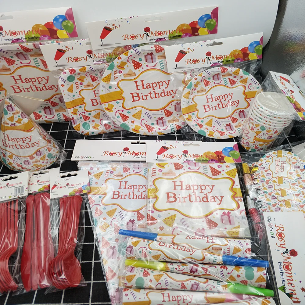 happy birthday party tableware for party decoration