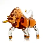 Hand Blown Prestige Bull Shaped Liquor Decanter 1000ml Glass Decanter for Alcohol