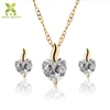 Heart zirconia pendant necklace earring fashion women 18k gold jewelry set