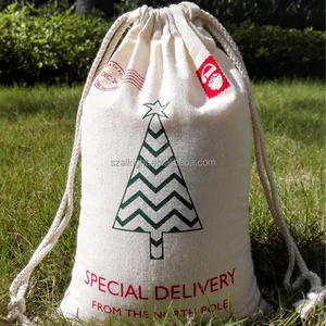 jute/cotton canvas christmas santa sack gift drawstring bag