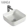 Sanitary ware Ceramic bathroom square slim edge counter top sink over mount table top hand wash basin