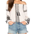 Bohemian Fashion Women Blouse Fashion Loose Tops Plus Size Clothing Off Shoulder Blouses STb-0775