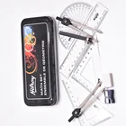 9 PCS oxford metal geometry compass and divider maths protractor set