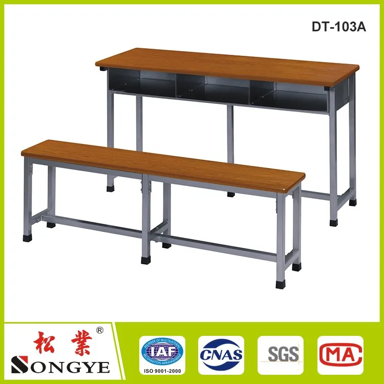 Attached Wooden Study Table Designs 3 Person Student Desk And
