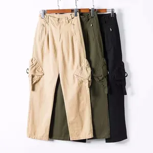 t10235 women cargo pants big pockets casual loose full length