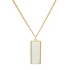 female jewelry rectangle shape white marble natural stone pendant necklace