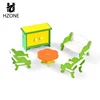 HZ ONE Wholesale 1:12 Assembling Mini Bedroom Children Wooden Bed Furniture Sets Toys