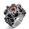 Punk Accessory Blue Evil Demon Eye Rings For Men Stainless Steel Skull Claw Finger Rings Male Cocktail Party Jewelry Rings