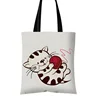 Playing Cartoon Cat Printed Shape Canvas Shopping Tote Bags