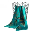 Customized lady beautiful floral long stain pure silk scarf for holiday