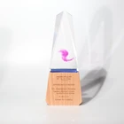High quality glass Custom Crystal wooden trophy medal award wood base craft