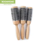 Salon wooden styling ceramic barrel ionic hair brush
