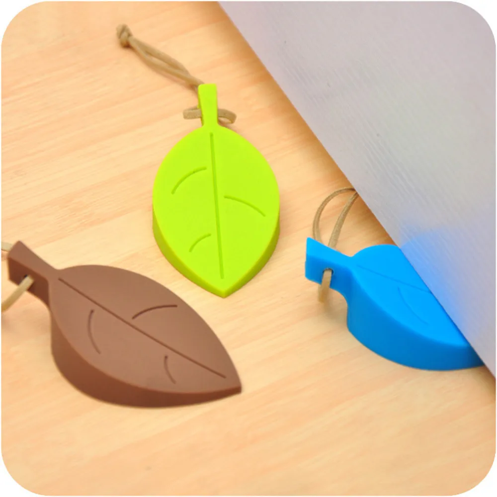Convenient Silicone Silicone Leaves Decor Design Door Stopper Stop Jammer Guard Baby Safety Home For Children 3 Colors