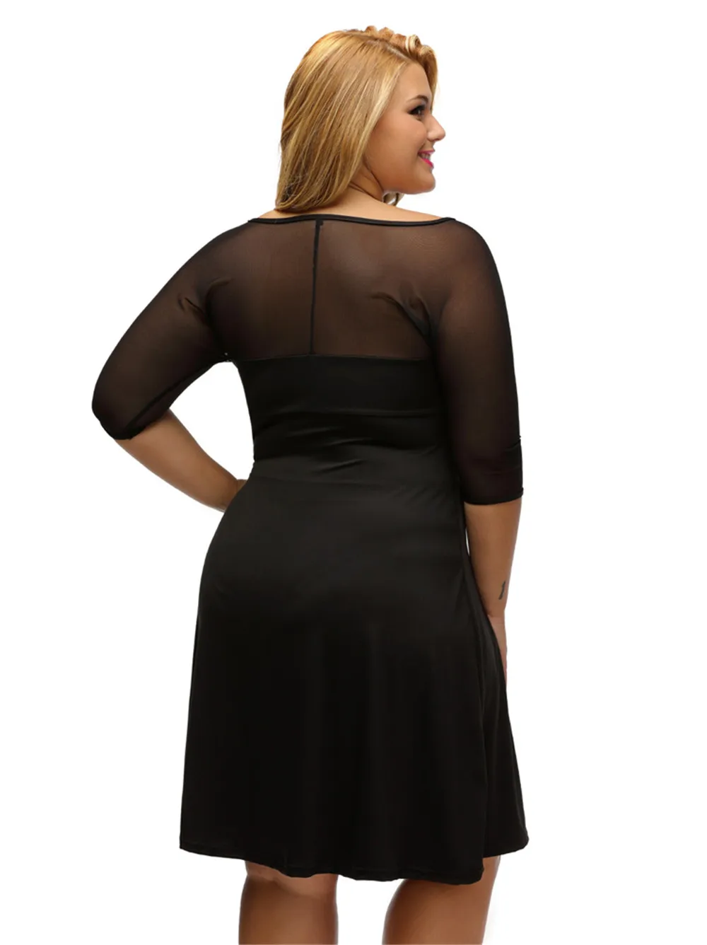 Fashion Mesh Dress Women Plus Size XL-XXXL Half Sleeve Work Wear Sugar and Spice Dress cozy vestidos Spring dress big sizes (21)