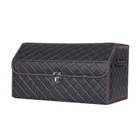 Premium foldable PU leather car trunk storage organizer bin container box for SUV vehicle