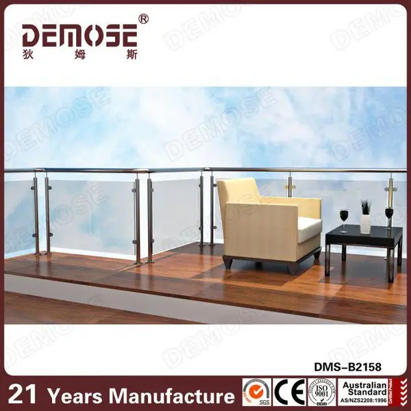 304 316 stainless steel indoor glass railing
