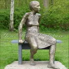 Abstract Garden Sitting Bronze Old Woman Sculpture