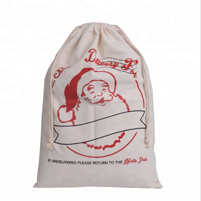 2018 christmas gift bag canvas santa sack with drawstring