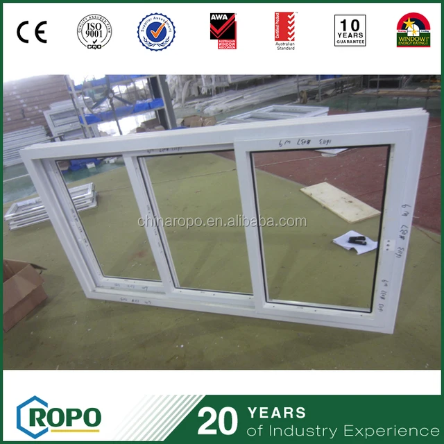 China Plastic Frame German Hardware Triple Pane Sliding Window