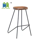 (NINA) Modern metal legs stool bar fixed high stool wood bar stool