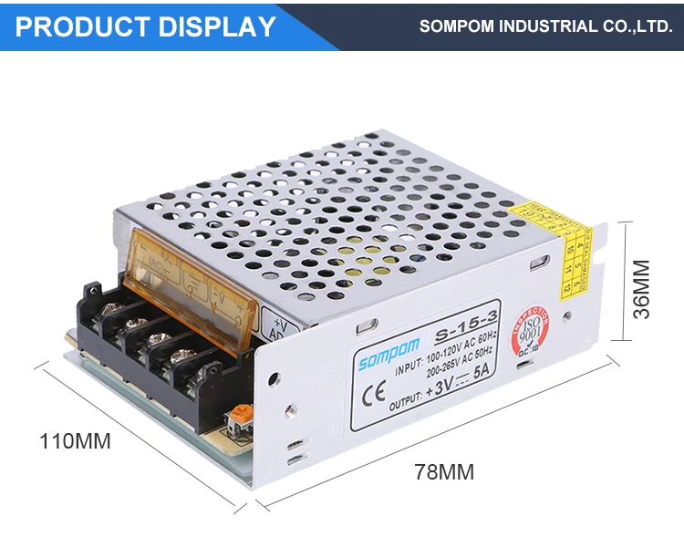 sompom CE ROHS 30W 3V 10A AC to DC switch mode power supply