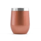 12 oz Double Wall Vacuum Insulated Travel Stainless Steel Rose Gold Wine Glasses Tumbler with Straws for Coffee Wine