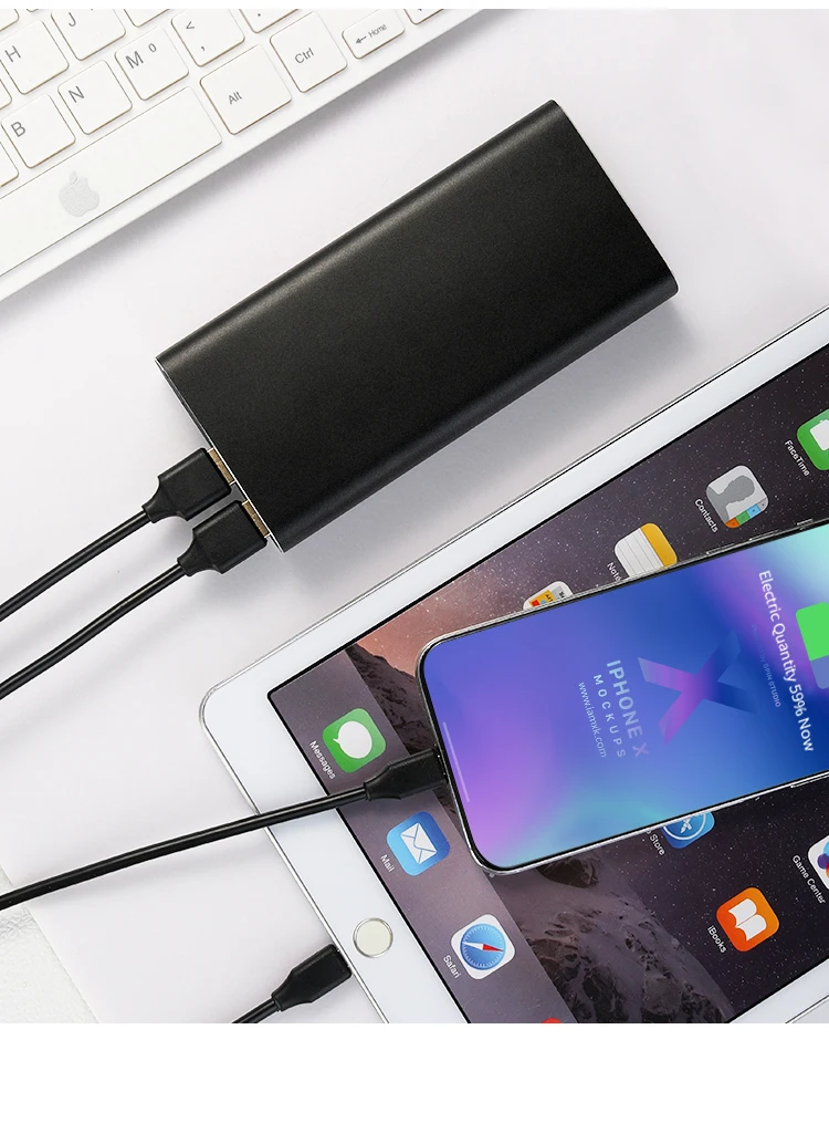 18W PD QC Fast Charging 20000 mah Power Bank Portable Powerbank Battery with Type C Micro USB 2 Input Port - ANKUX.COM