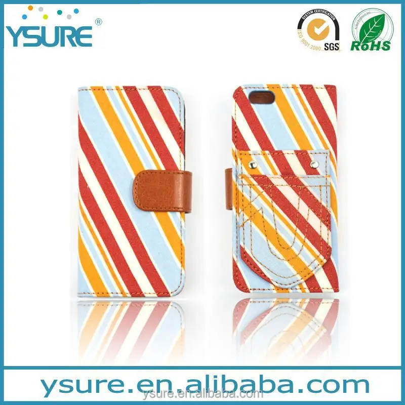 Colorful Unique Design Wallet Fabric Leather Phone Case For LG G Flex 2 with PVC ID and credit card slots