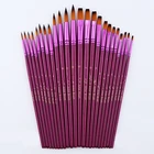 Wholesale 12pcs Round Tips Artist Oil Gouache Nylon Hair Paint Brush Set Watercolor Drawing School Supplies
