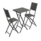 3pcs Steel Wicker Folding Coffee Set Rattan Chair and Table Outdoor Furniture