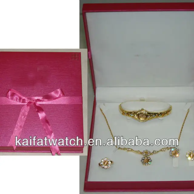 ladies watch/ gold plated jewelry earring and necklace set with