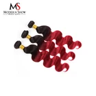 Black and burgundy ombre human hair red copper hair color shedding free no tangled